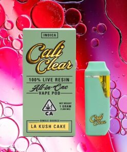 Cali Clear LA Kush Cake – 1g Live Resin – All In One Vape Pod – Indica