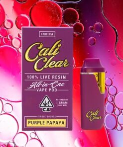 Cali Clear Purple Papaya – 1g Live Resin – All In One Vape Pod – Indica